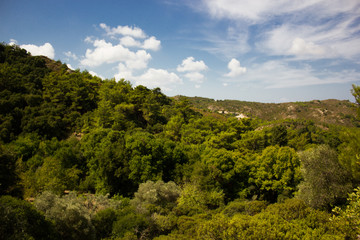Fototapeta premium Panorama of Greece. Rhodes island. Rest at the sea. Euro-trip.