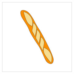 French baguette loaf, vector icon