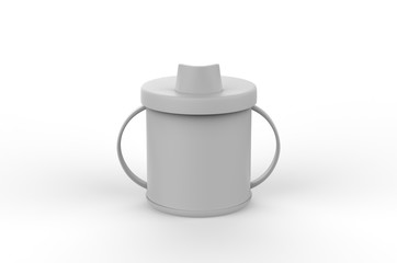 Baby Bottle isolated on a white background. Sip cup with. Special bottle for children. 3d illustration