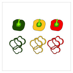 three cut peppers, vector icon