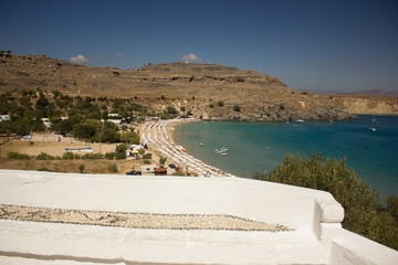 Obraz premium Beaches in Greece. Sea. Rhodes island. Summer vacation. Euro-trip.