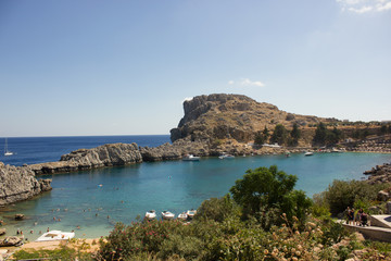 Fototapeta na wymiar Greek beaches. Rhodes island. Summer vacation. Euro-trip.