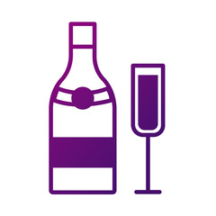 champagne cup and bottle drink gradient style icon