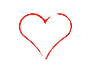 Rotes gemaltes Pinsel Herz als Zeichen für Dating, Liebe oder Hochzeit