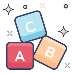 
Alphabet blocks toys, kindergarten education vector in flat design.
