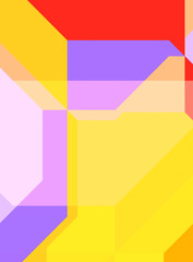 Layers of colorful and vibrant geometrical shapes. Digital illustration of a tech layout. Futuristic design template.