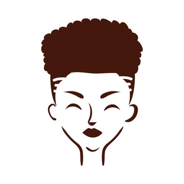 young afro woman with hair short silhouette style