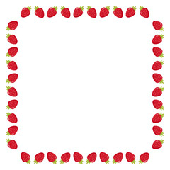 Square frame with cozy stylish strawberry on white background. Vector image.