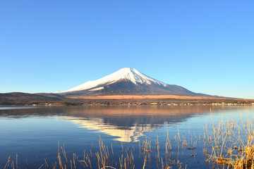 富士　富士山　山梨県山中湖付近の風景