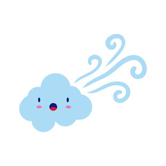 cloud sky with air kawaii comic character flat style