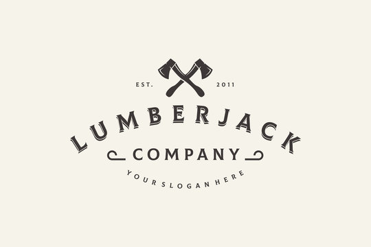 lumberjack logo design vintage vector