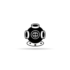 vintage diving helmet icon on white background vector