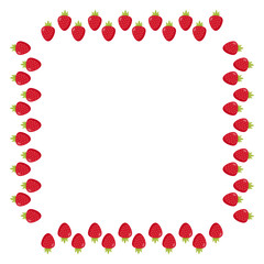 Square frame with beautiful stylish strawberry on white background. Vector image.