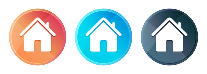 Home icon steam mist round button set shiny illustration