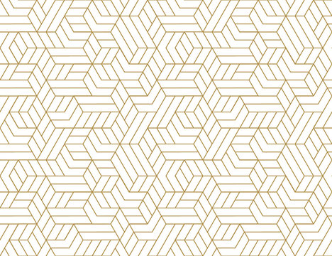 Abstract Stripes, Line Vector Seamless Pattern. Neutral Monochrome Business Background, Gold White Color. Linear Shapes, Creative Geometric Ornament