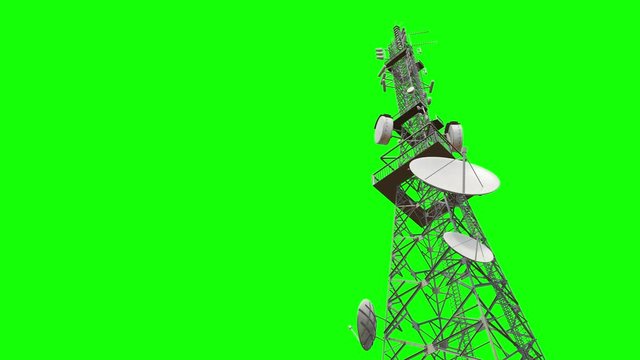 5G internet tower Packed with Advanced Antenna Technology in Green Screen with Alpha Channel