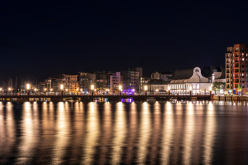 Fototapeta premium Helsingborg in Sweden skyline at night.