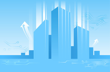 abstract illustration of business centers, buildings in flat style