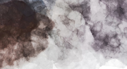 Watercolor painted background with blots and splatters. Brush stroked painting. 2D Illustration.