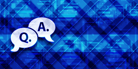 Question answer bubble icon modern glassy blue banner background pattern illustration