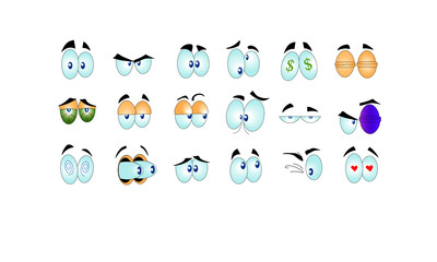 set of vector of comic eyes icons