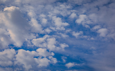 The vast blue sky and clouds sky. Luxury blue sky background with tiny clouds.