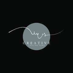 Luxurious White Signature Letter W Logo Design with Circle Gray Background