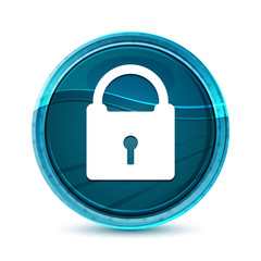 Padlock icon elegant glass blue round button vector design illustration