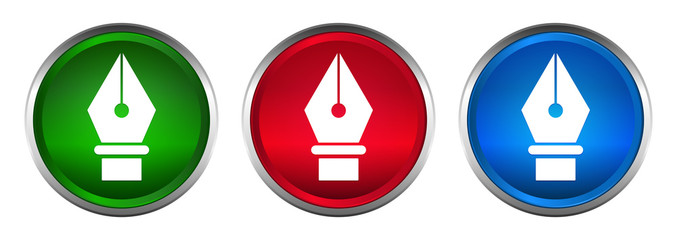 Pen icon supreme round button set design illustration
