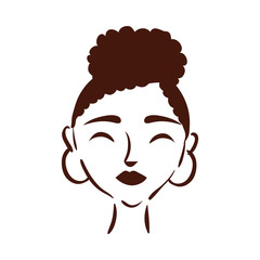 young afro woman with hair short silhouette style