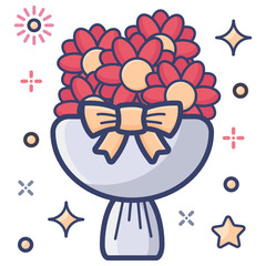 
Beautiful icon of bouquet in flat style, bunch of flowers 
