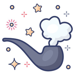 
Tobacco smoking pipe, igar icon in flat style 
