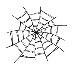 Vector black hand drawn spider web icon set isolated on white background