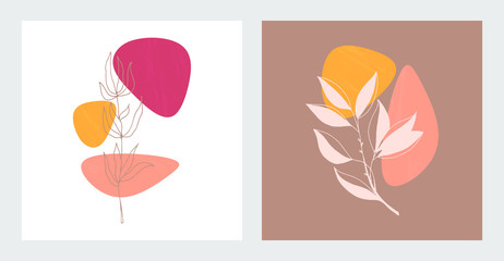 Vector autumn card set. Abstract pattern.