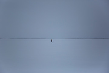 Ski expedition in Inari Lake, Lapland, Finland