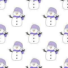 Seamless Pattern - Cartoon Snowman