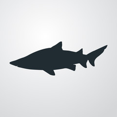 Silueta de tiburón toro en fondo gris