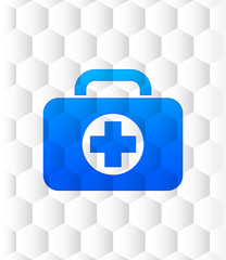 First aid kit bag icon hexagon seamless pattern abstract white background