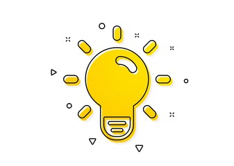 Lamp sign. Light Bulb icon. Idea, Solution or Thinking symbol. Yellow circles pattern. Classic light bulb icon. Geometric elements. Vector