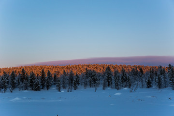 Winter sunset in Nuorgam, Lapland, Finland