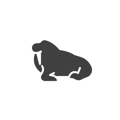 Walrus with tusk vector icon. filled flat sign for mobile concept and web design. Seal animal glyph icon. Symbol, logo illustration. Vector graphics