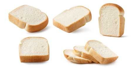 set bread breakfast bakery on white isolated
