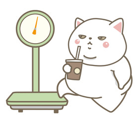 体重を計ろうとしている猫