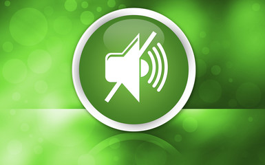 Mute volume icon premium glossy button isolated on abstract shiny green background