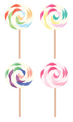 Sweet and candy collection isolated on white background.