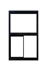 Black metal window frame isolated on a white background