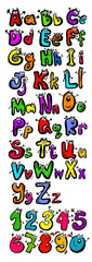 Obraz na płótnie Canvas Children's fun alphabet with eyes. Funny multi-colored numbers. Vector illustration