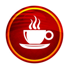 Coffee cup icon creative red round button illustration design