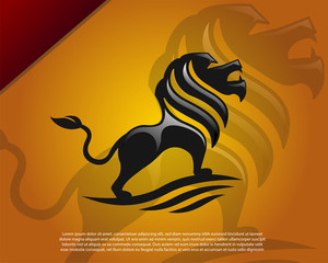 simple Abstract brave elegant lion king stand logo, symbol design illustration