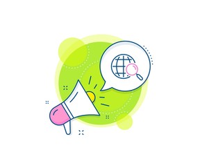 Find internet results sign. Megaphone promotion complex icon. Web search line icon. Business marketing banner. Web search sign. Vector